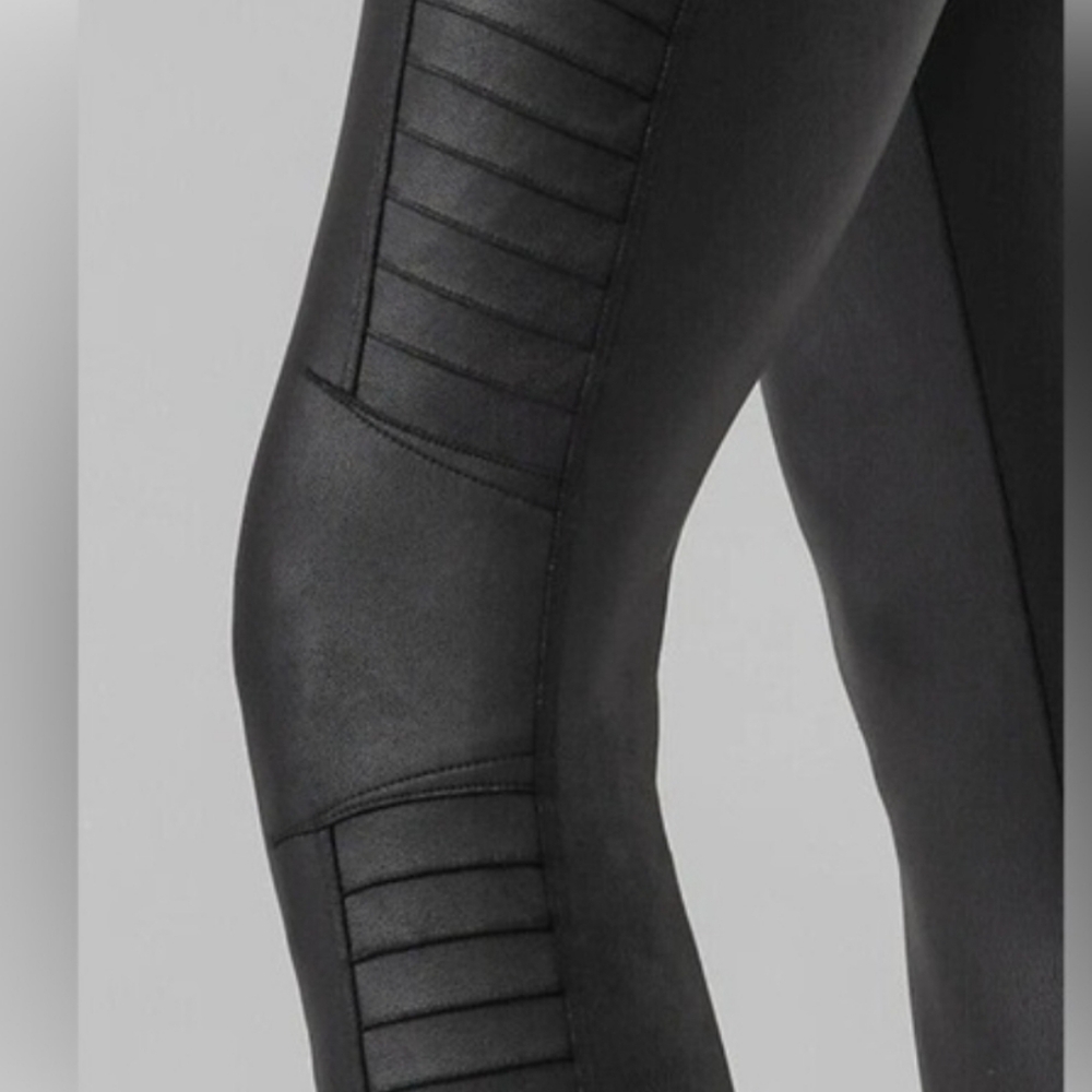 NEW Athleta Womens Delancey Gleam Moto Tight Leggings Faux Leather - Picture 3 of 15